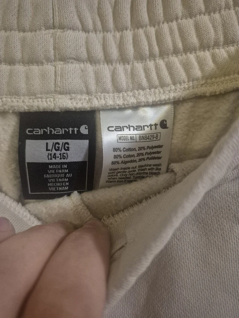 Carhartt Cream Sweatpants with Brown Side Logo